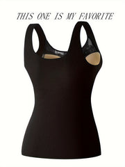 Lace Thermal Tank Top Crew Neck Sleeveless Women's Lingerie