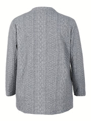 Solid Cable Knit Long Sleeve Open Front Warm Cardigan