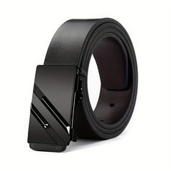 Men's Business Casual PU Leather Belt Smooth Buckle