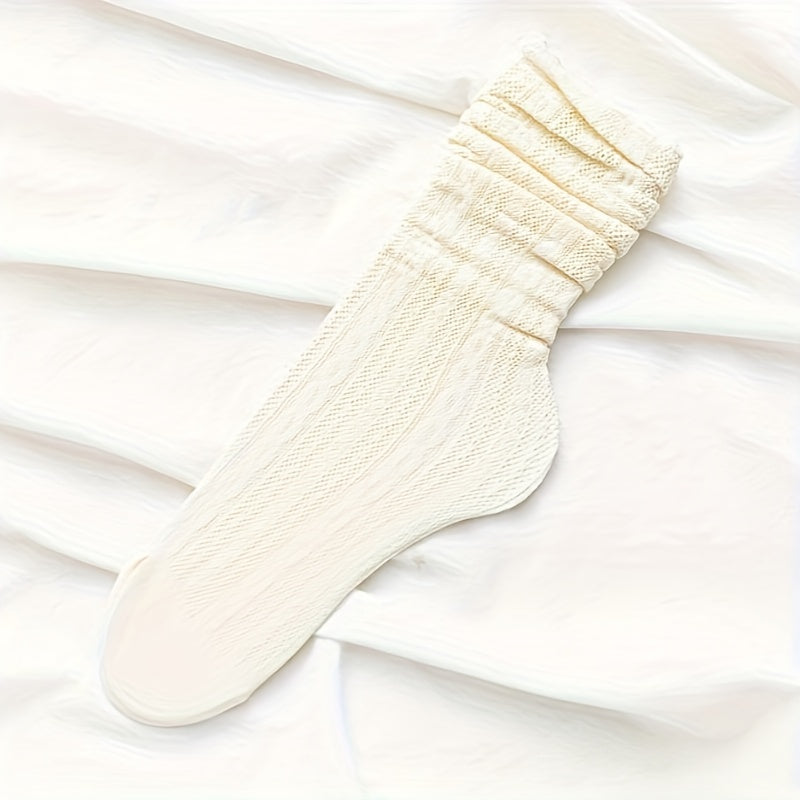 Women's Solid Mid Tube Socks Breathable & Comfy Stockings
