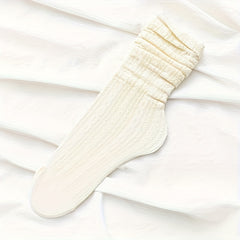 Women's Solid Mid Tube Socks Breathable & Comfy Stockings