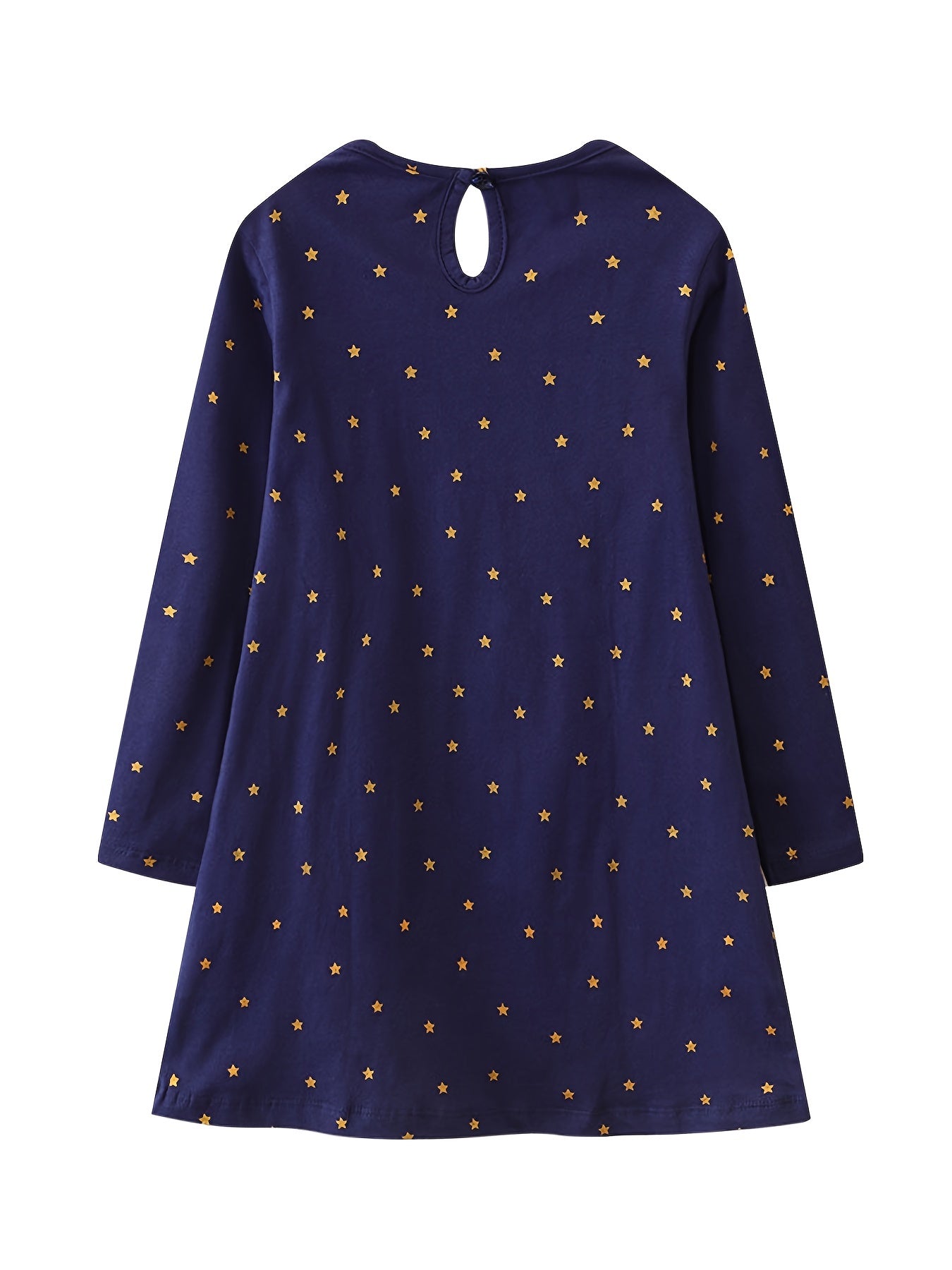 Girls' Pumpkin Animal Embroidered Long Sleeve Shirt Dress