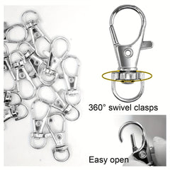 100 Metal Swivel Snap Hooks Key Chain Rings Jewelry Crafts Silver