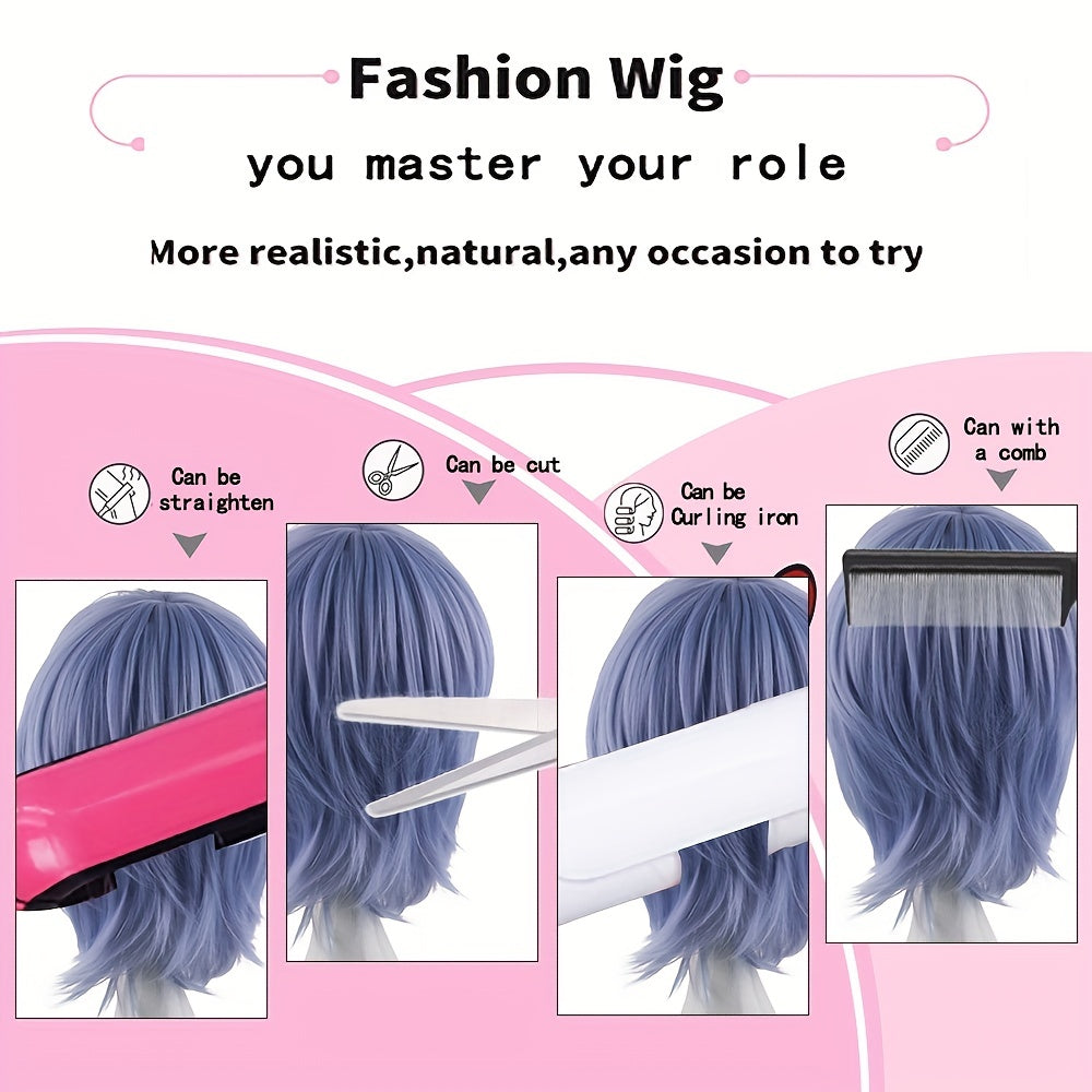 Men's Short Straight Wig Anime Costume Wigs for Parties