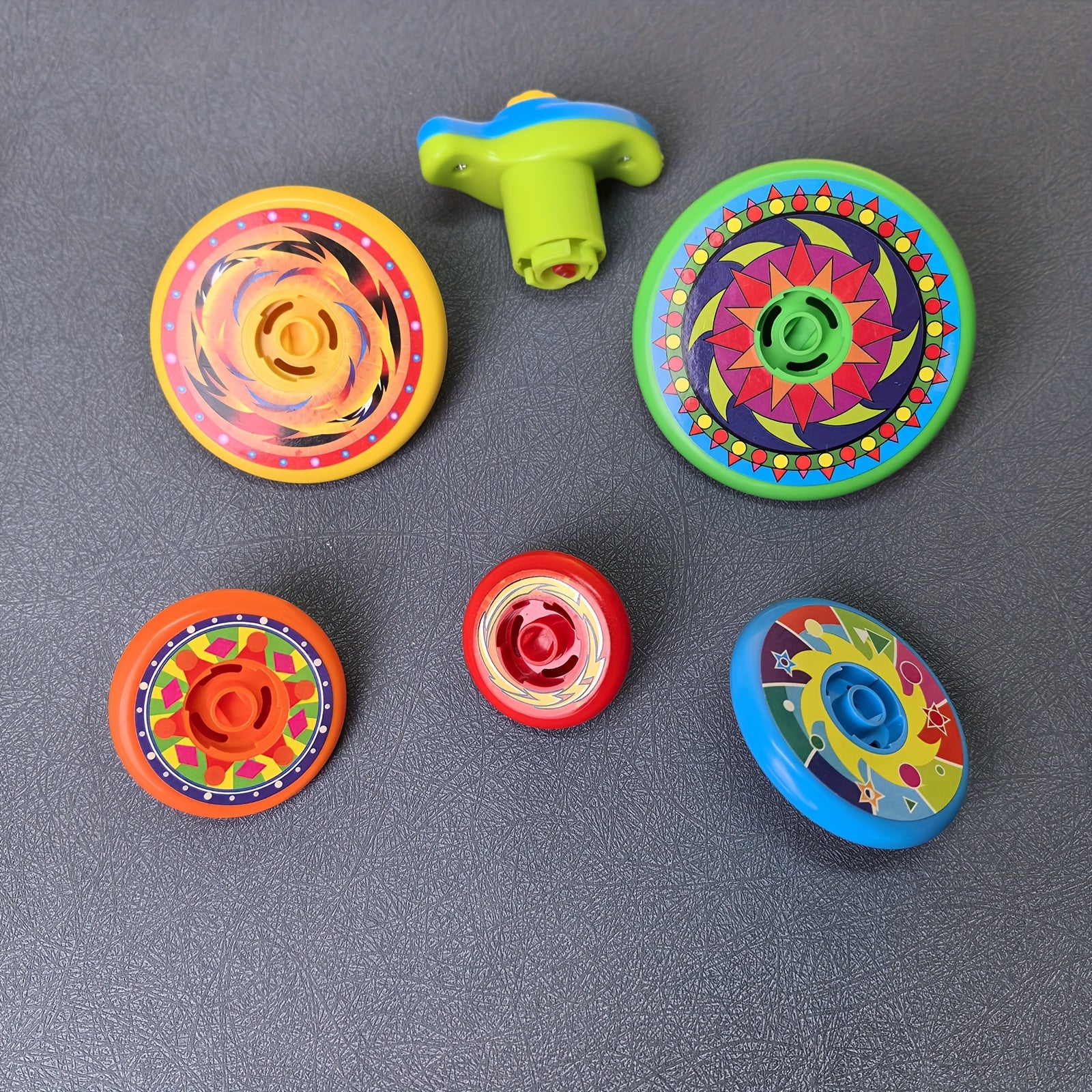 6pcs Five Tops 1 Launcher Kids Toy Various Gameplay Colorful Layer Spin