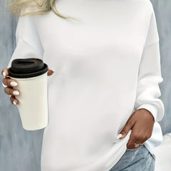 Solid Crew Neck Pullover Sweatshirt Women's Clothing