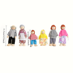 6pcs Articulated Family Puppet Toys Posable Joints Vibrant Colors Educational