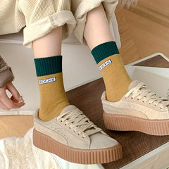 10 Pairs Letter Print Socks Warm Mid Tube Stockings