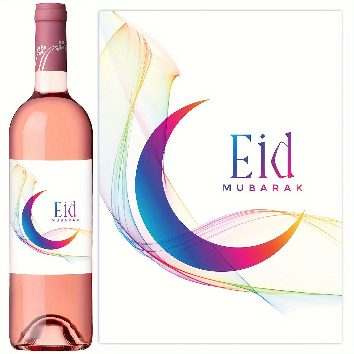4pcs Ramadan Wine Bottle Stickers Eid Al Adha Mubarak Decorative Labels