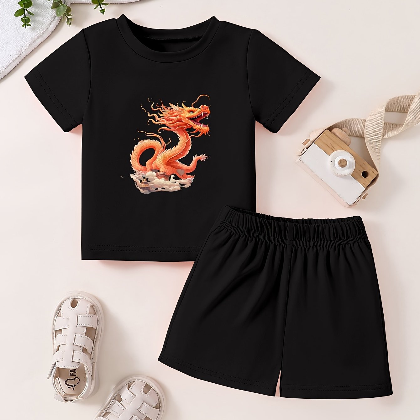 Toddler Kid 2pcs Bottoming Set Short Sleeve T shirt & Matching Shorts