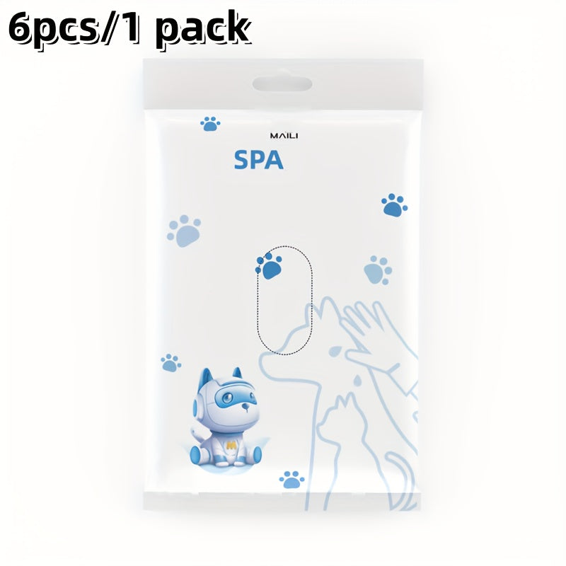 6pcs Disposable Pet Cleaning Gloves Wipes for Cats and Dogs