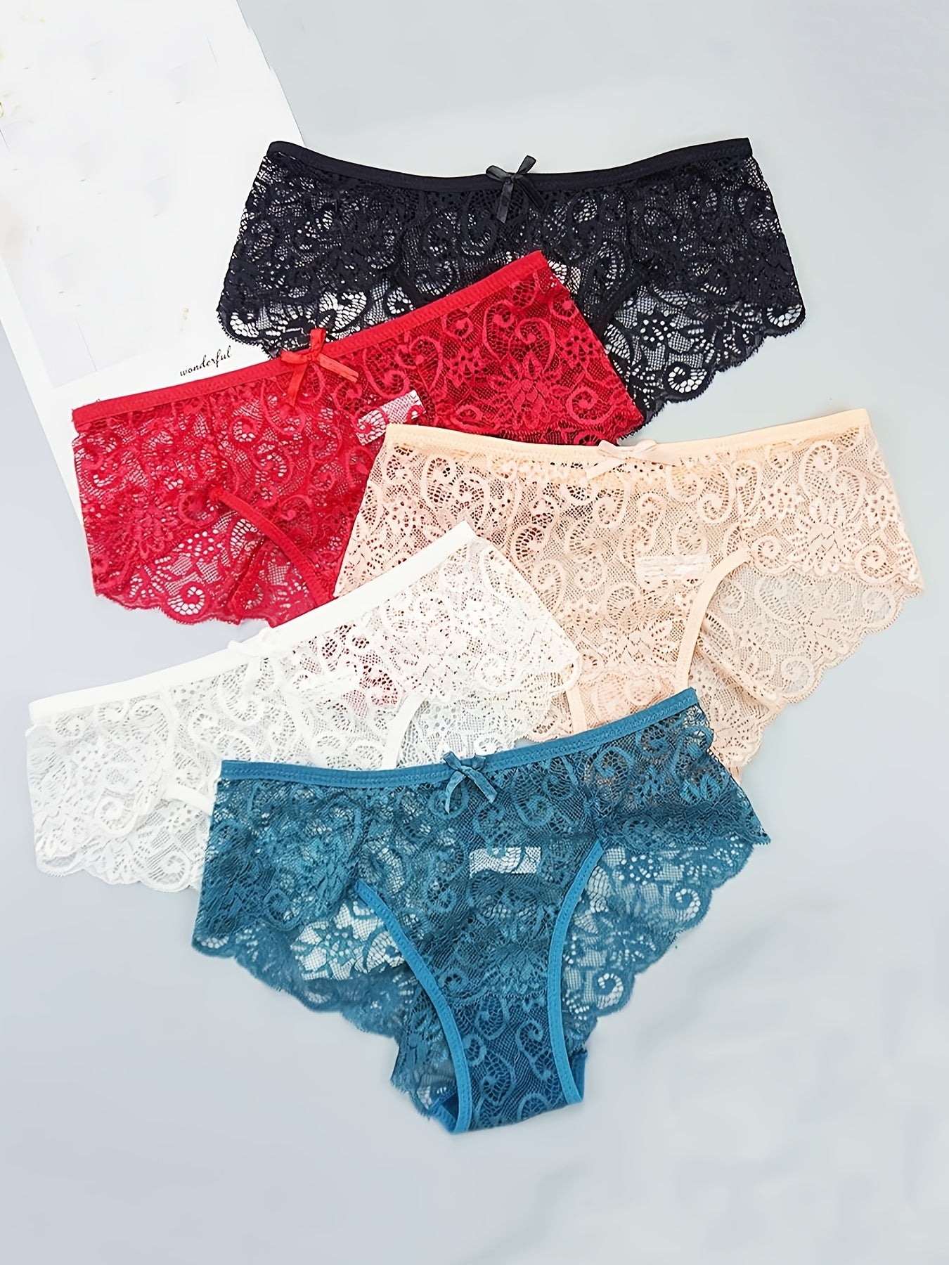 5-Pack Women's Sexy Lace Mid-Waist Panties