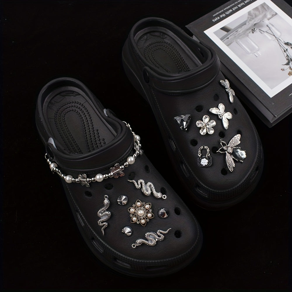 Dark Style Punk Rhinestone Shoe Chain Butterfly Shoe Buckle