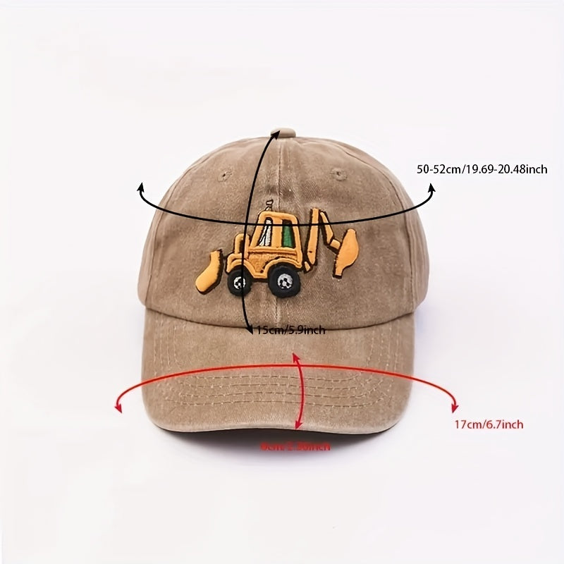 Kids Excavator Embroidered Baseball Cap Sun Protection Hat