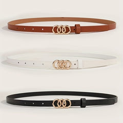 3pcs Set 3 O Ring Buckle Belt Casual Jeans Pants Belt For Women