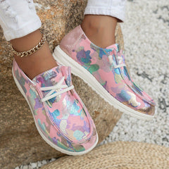Women's Tie dye Sequins Loafers Slip On Low Flatform Shoes