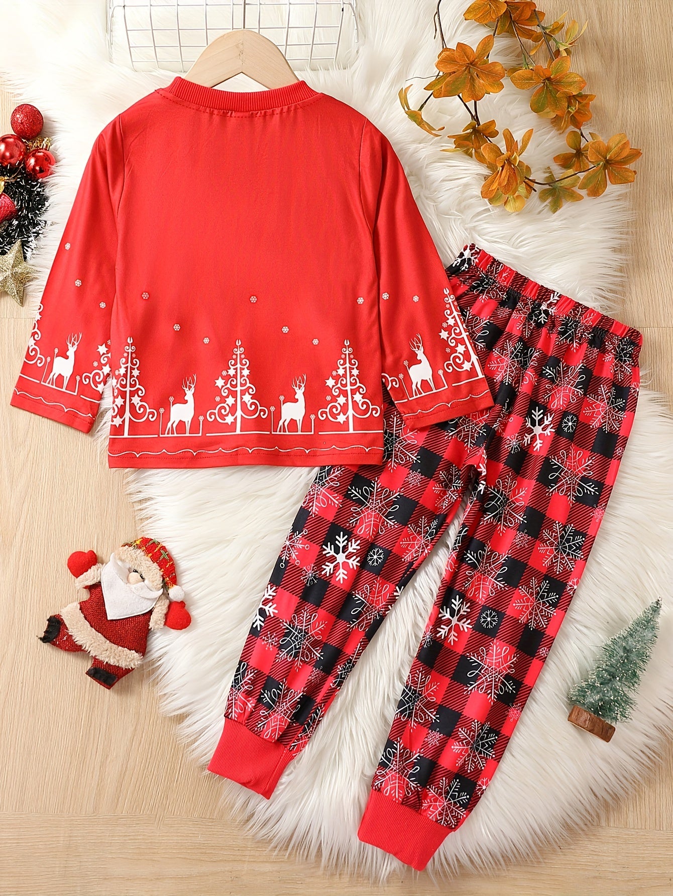 Christmas Print Top & Pants Set Cozy PJ Loungewear