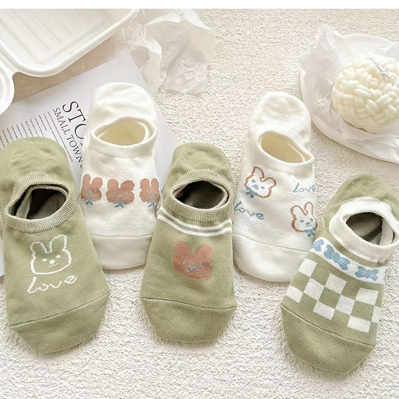 Girls Kids Cartoon Pattern Invisible Socks Breathable Non-slip Boat Socks