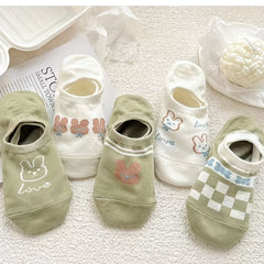 Girls Kids Cartoon Pattern Invisible Socks Breathable Non-slip Boat Socks