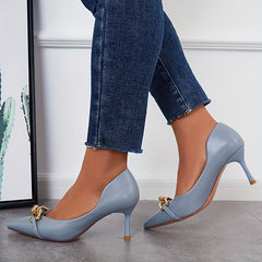 Metallic Chain High Heels Sexy Pointed Toe Stiletto Pumps