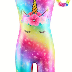 Dreamy Tie Dye Unicorn Print Ballet Leotard for Dance Practice
