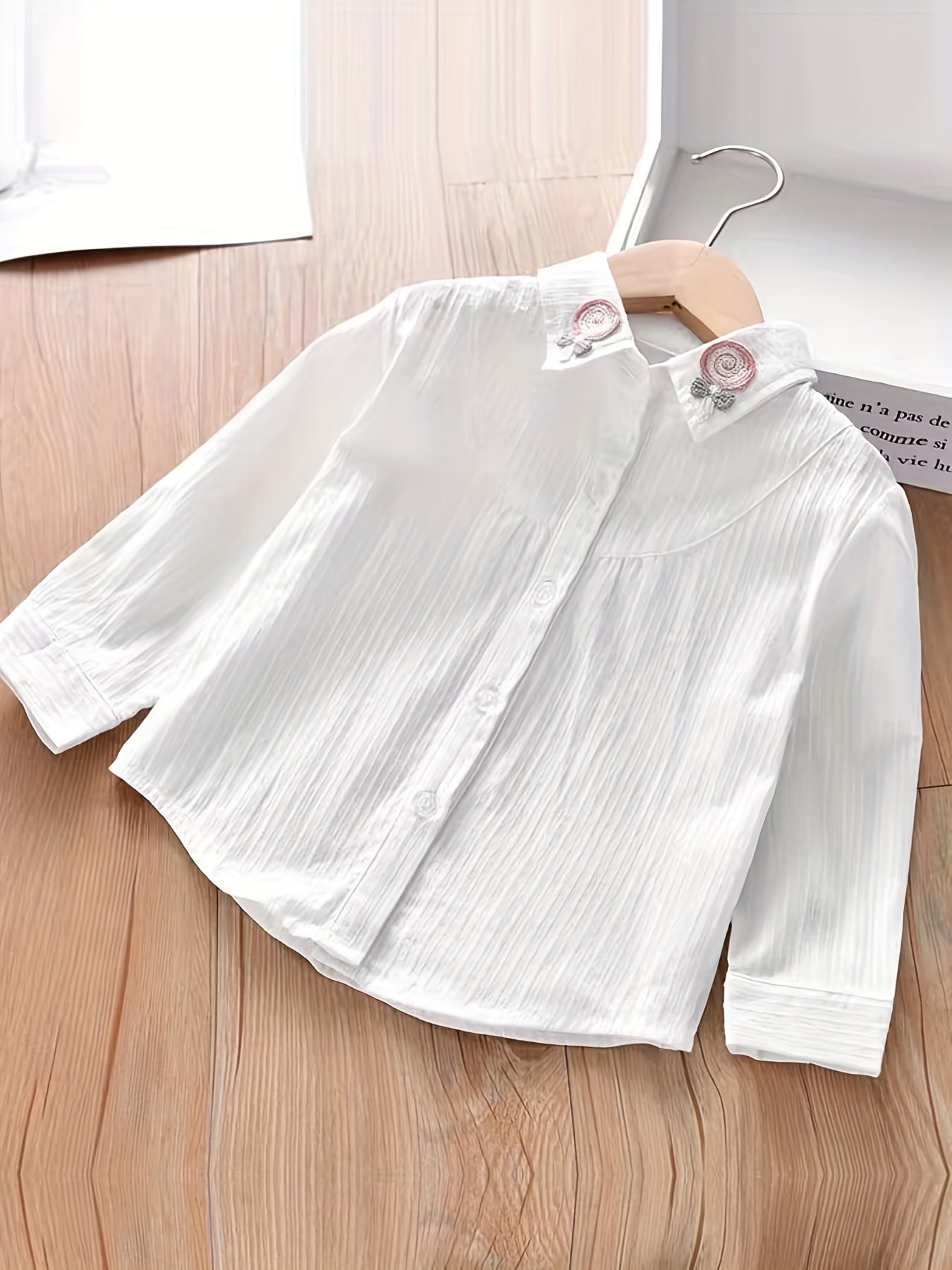 Girls Embroidered Collar Shirt Spring Autumn