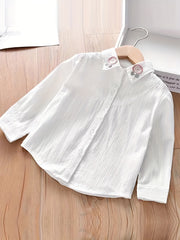 Girls Embroidered Collar Shirt Spring Autumn