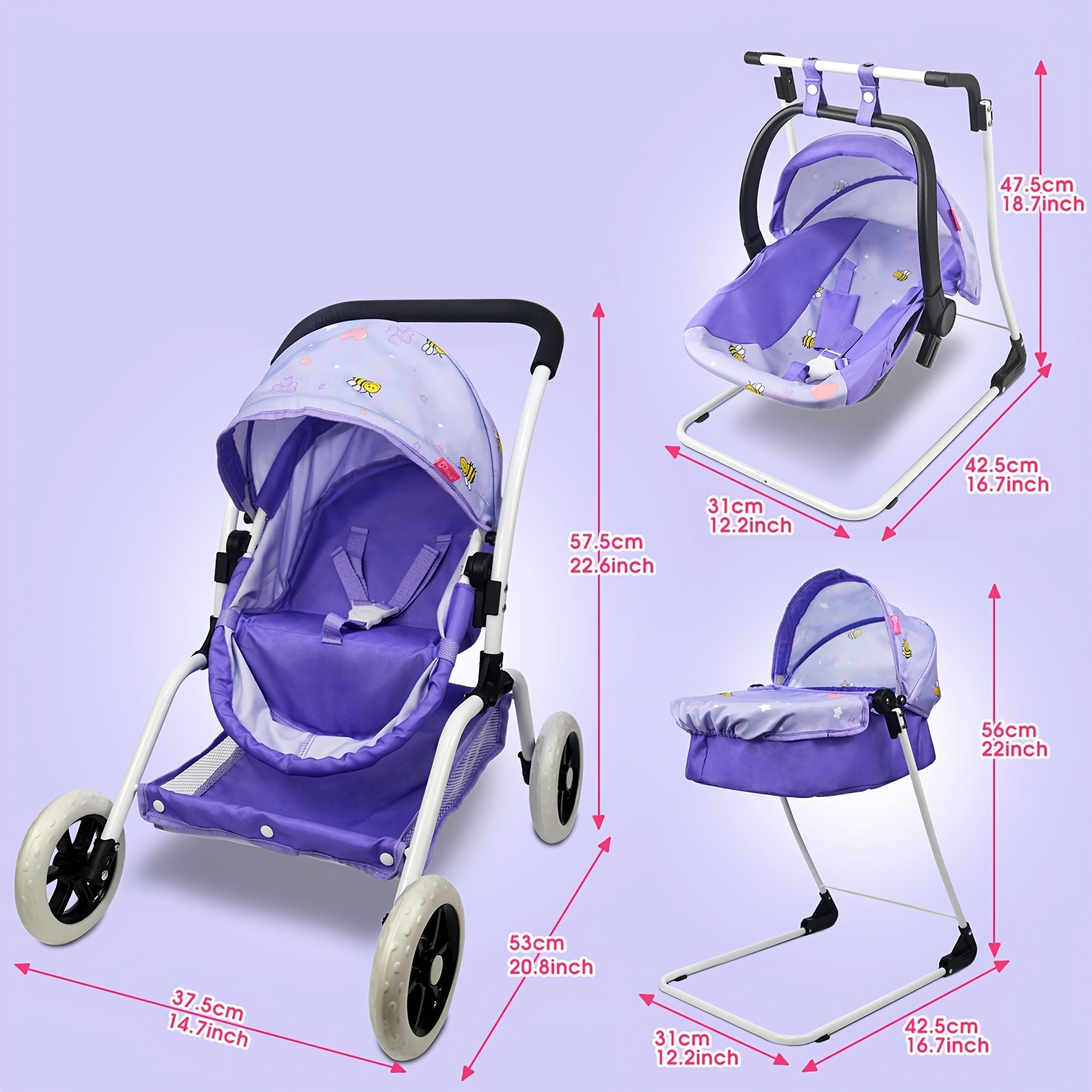Anivia Doll Bed Furniture 2 Function Toy Doll Bed and Doll Swings