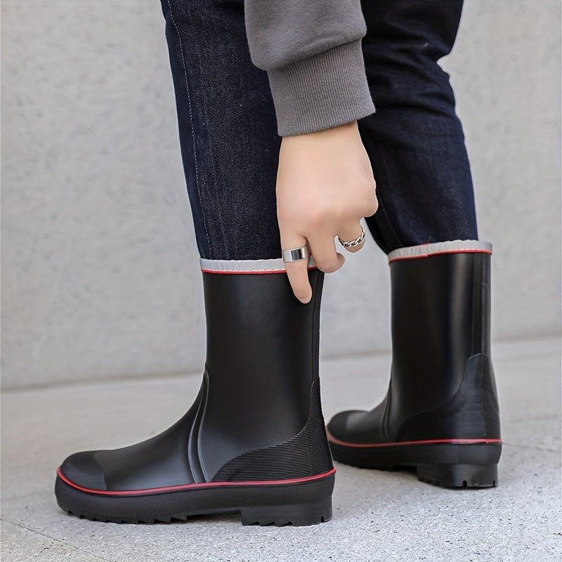 Men Mid Top Rain Boots Wear resistant Waterproof Non slip Rain Shoes
