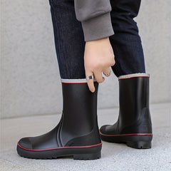 Men Mid Top Rain Boots Wear resistant Waterproof Non slip Rain Shoes