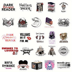 50pcs Dark Romantic Readers Series Stickers For Laptop Helmet Water Cup
