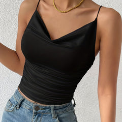 Sexy Solid Cami Top Slim Fit Spaghetti Strap Sleeveless Top