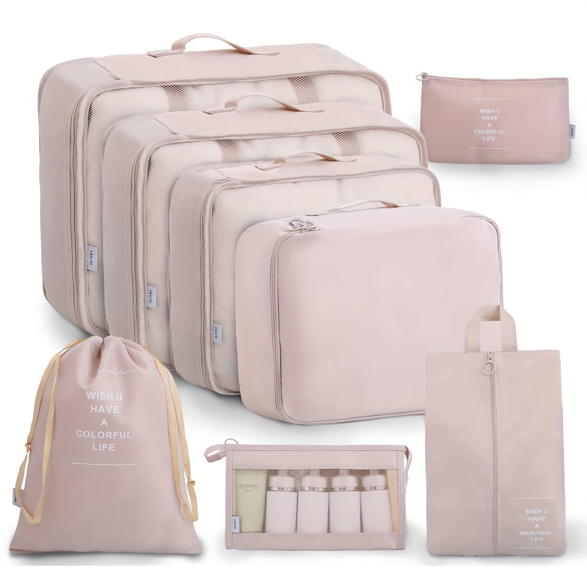 8pcs Travel Luggage Packing Cubes Clothes Storage Bag Shoes Bag