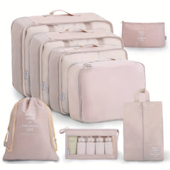 8pcs Travel Luggage Packing Cubes Clothes Storage Bag Shoes Bag