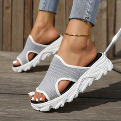 Women's Open Toe Wedge Sandals - Casual Platform Sneakers