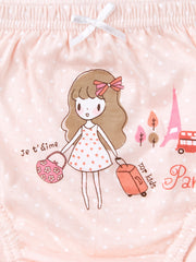 5pcs Girls Cartoon Travel Graphic Shortie Brief Underwear Set