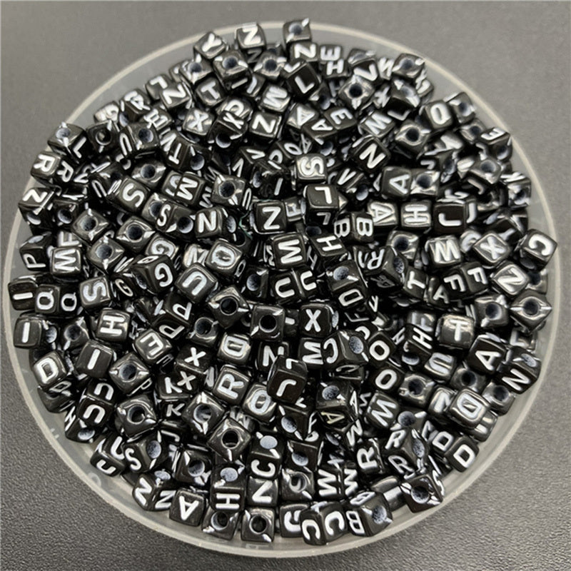100pcs Mixed Letter Acrylic Beads Alphabet Cube Shape Spacer Jewelry Making