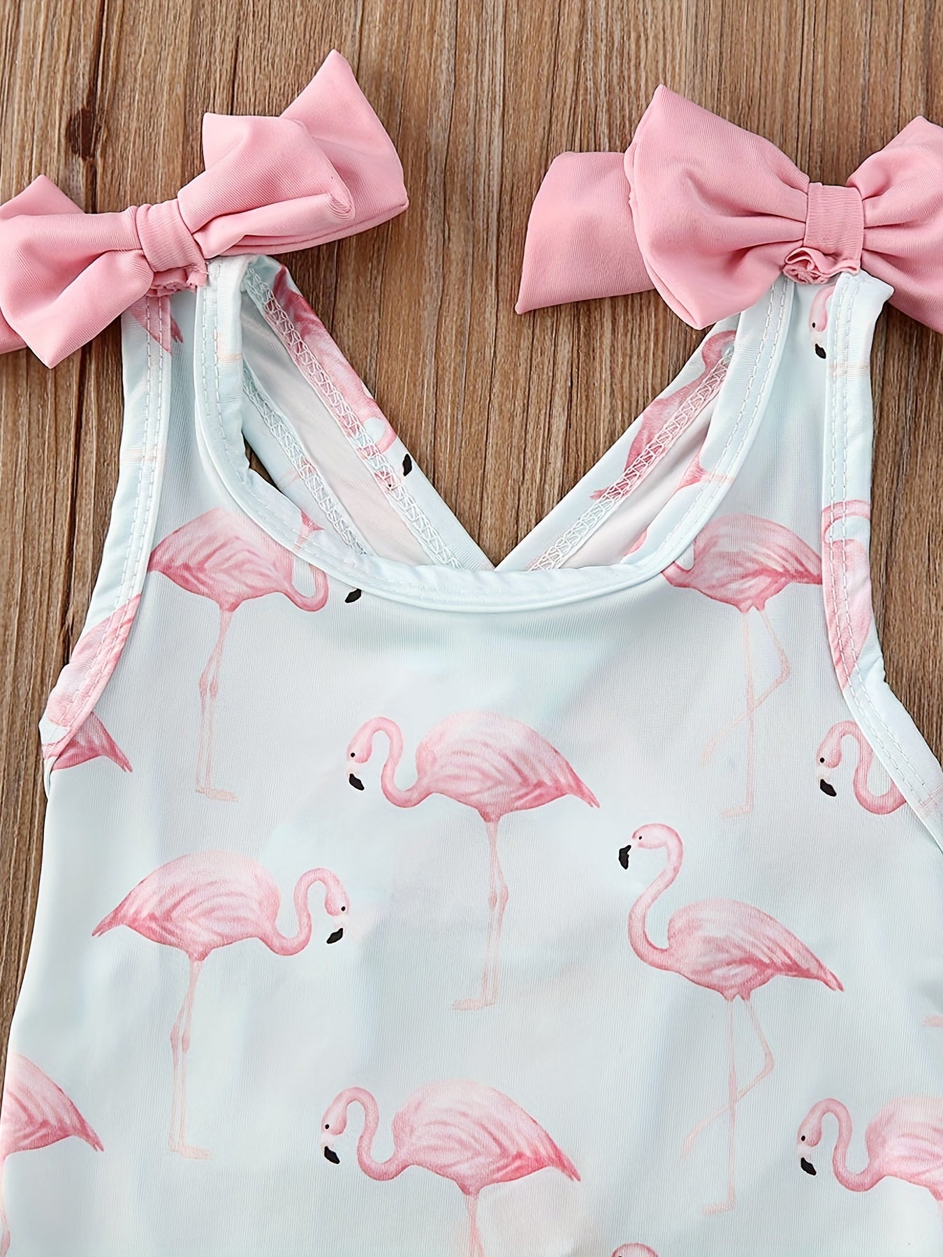 2pcs Toddler Baby Girl Flamingo Swimsuit Ruffle Bathing Suits & Hats