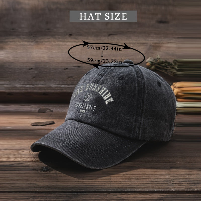 Sunshine Print Baseball Cap Vintage Washed Distressed Casual Cotton Dad Hats