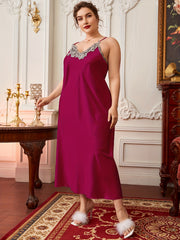 Lace Cami Sleepwear Dress Women's Plus Loungewear Dress