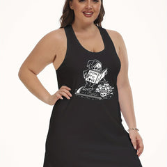 Grim Reaper & Skull Print Scoop Neck Tank Nightdress