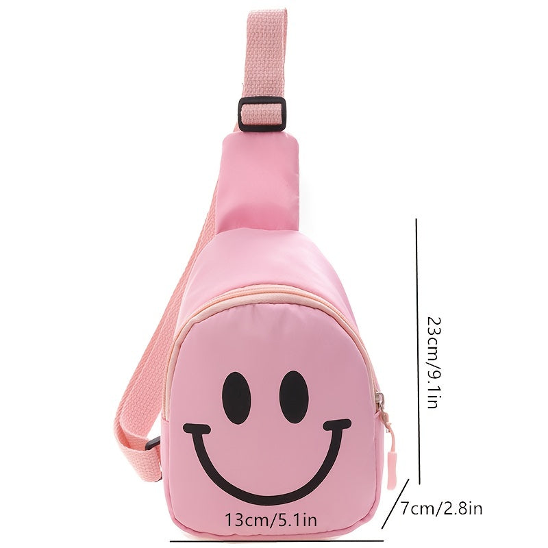 Happy Face Pattern Crossbody Bag Girls Large Capacity Chest Bag