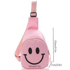 Happy Face Pattern Crossbody Bag Girls Large Capacity Chest Bag