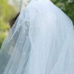 Bridal Veil Rhinestone Long Mesh Veil Hair Accessory