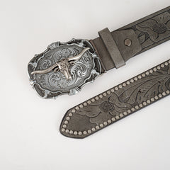 Men's Retro Bull Head Buckle Belt Business Casual Decorative Belt