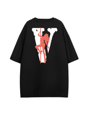 Girl & Letter Print Crew Neck T Shirt Unisex Hip Hops Style Short Sleeve