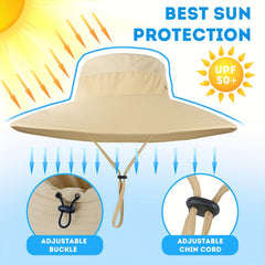 UPF50 Wide Brim Men's Sun Hat Waterproof Bucket Hat