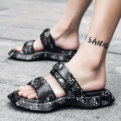 Men's Skull Print Quick Drying Slides for Beach Summer