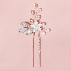 Crystal Faux Pearl U-shaped Hairpin Bride Head Jewelry
