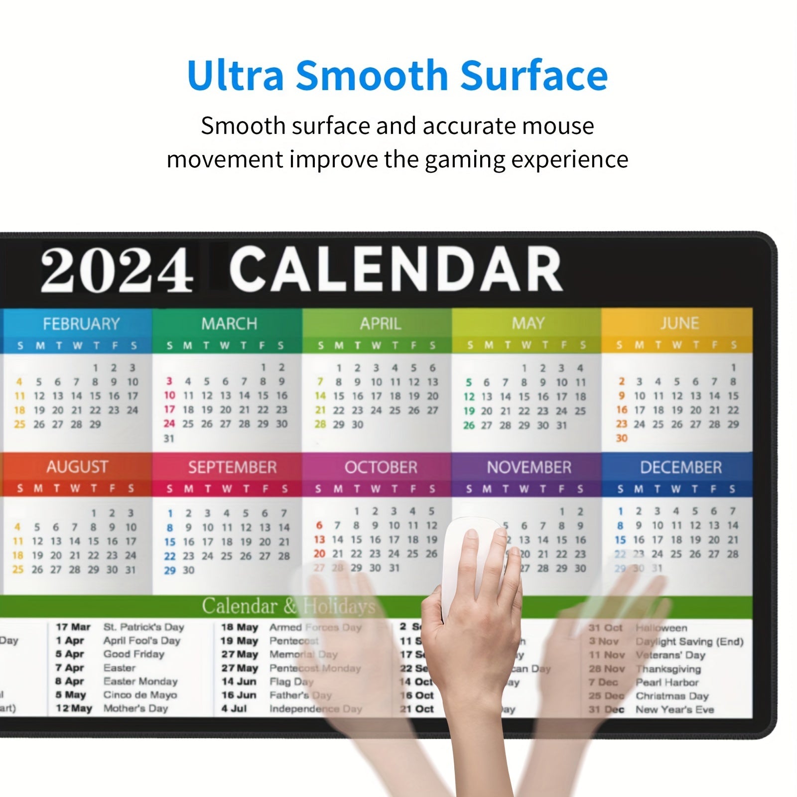 Large Desk Calendar Mouse Pad Non-slip Rubber for Office Laptop